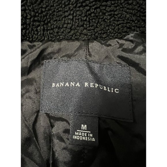 Banana Republic Winter Vest Women's Size M Black Zip Up Fleece Collar Classic - Picture 5 of 8